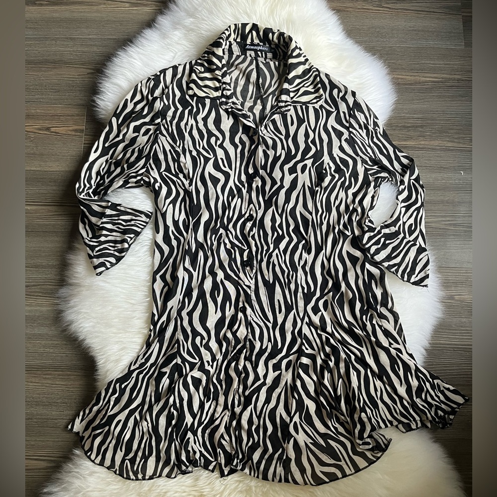 Atmosphere Y2K Sheer Zebra Print Dress or Tunic, Size Medium